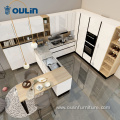 White simple acrylic high gloss kitchen cabinet